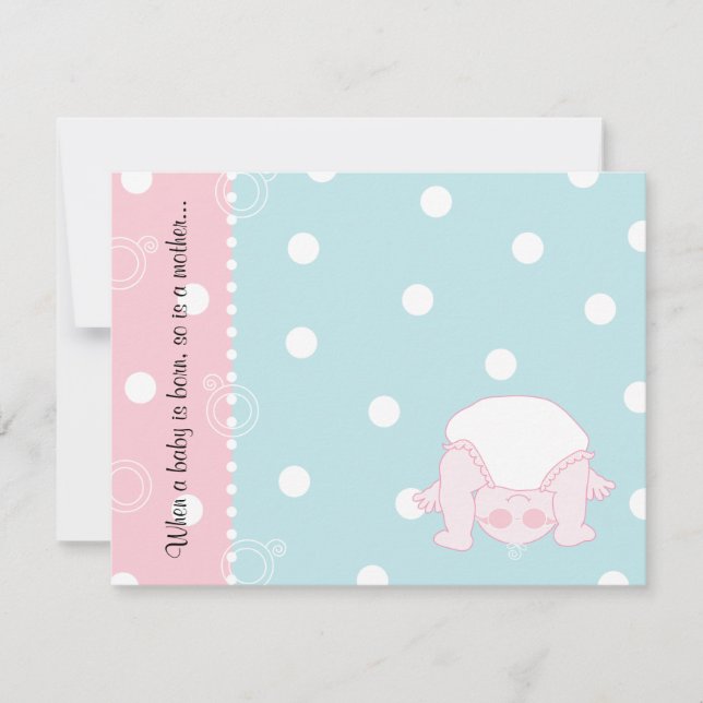 Tarjeta de agradecimiento de Baby Shower, Blue/Pin (Anverso)