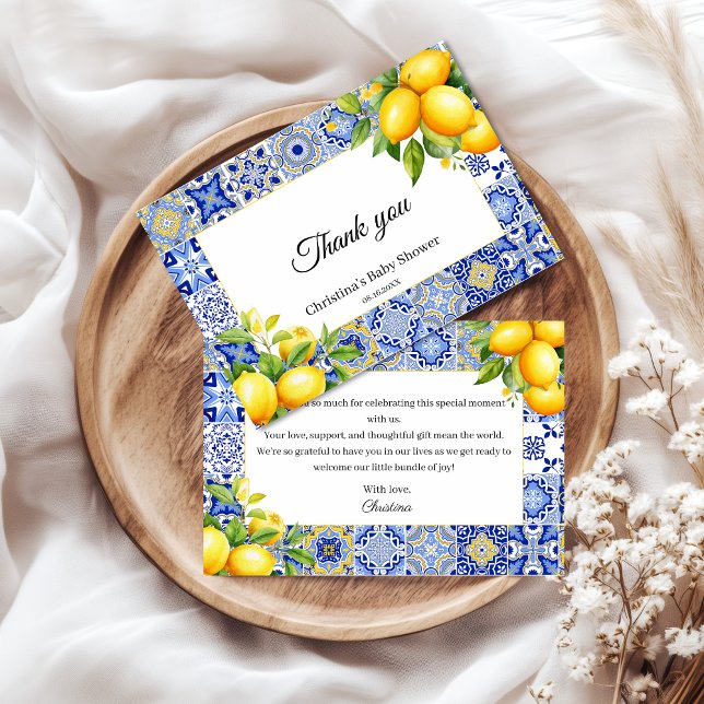 Tarjeta de agradecimiento de Baby Shower Blue Tile (Subido por el creador)