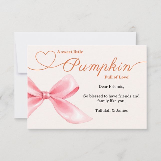 Tarjeta de agradecimiento de Baby Shower Bow rosa  (Anverso)