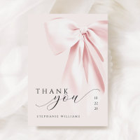 Tarjeta de agradecimiento de Baby Shower Bow rosa