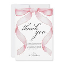 Tarjeta de agradecimiento de Baby Shower Bow rosa