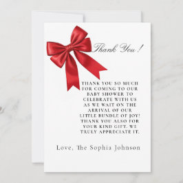 Tarjeta de agradecimiento de Baby Shower Bow rosa
