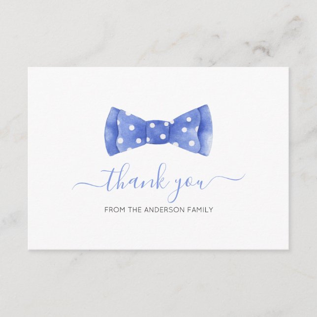 Tarjeta de agradecimiento de Baby Shower Bow tie (Anverso)