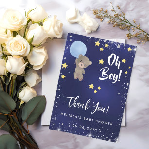 Tarjeta de agradecimiento de Baby Shower boy blue 