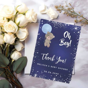 Tarjeta de agradecimiento de Baby Shower boy blue 