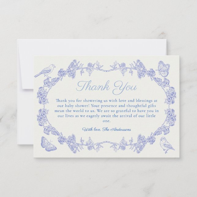 Tarjeta de agradecimiento de Baby Shower Chinoiser (Anverso)