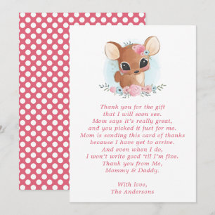 Tarjeta de agradecimiento de baby shower ciervo fl