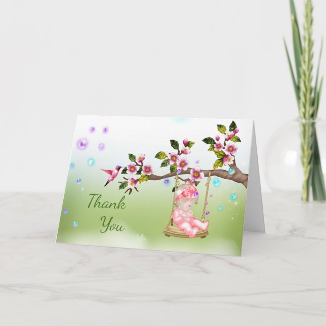 Tarjeta de agradecimiento de Baby Shower con bebé  (Anverso)