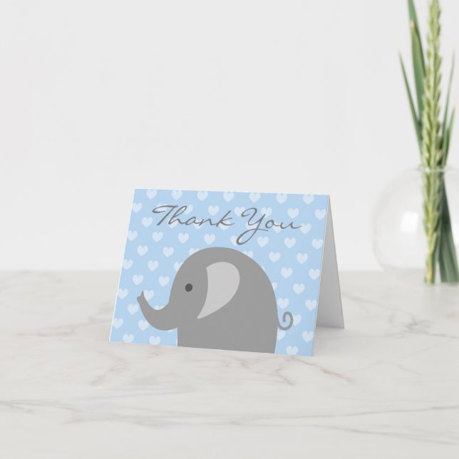 Tarjeta de agradecimiento de Baby Shower con elefa (Anverso)