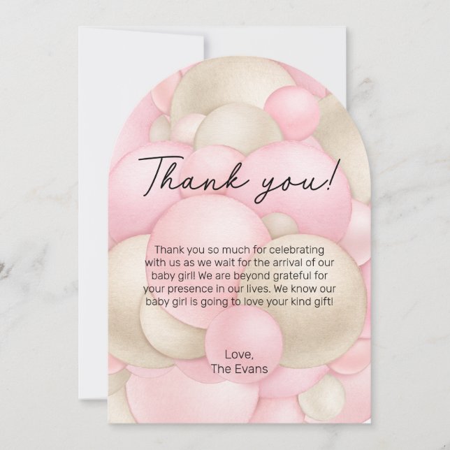 Tarjeta de agradecimiento de Baby Shower con globo (Anverso)