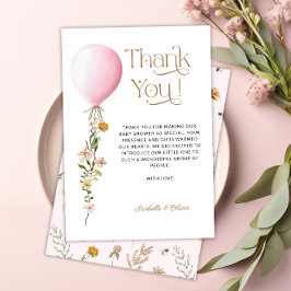 Tarjeta de agradecimiento de Baby Shower con globo