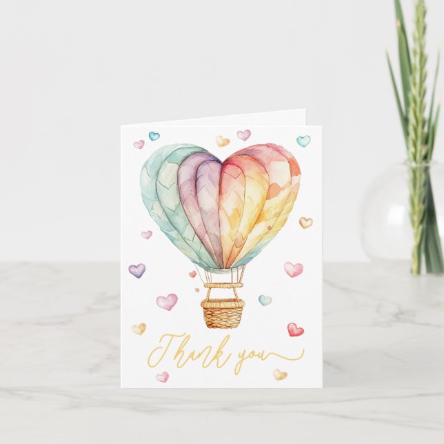 Tarjeta de agradecimiento de Baby Shower con globo (Anverso)