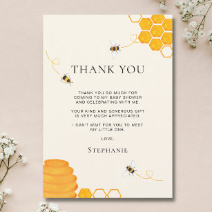 Tarjeta de agradecimiento de Baby Shower de Bee