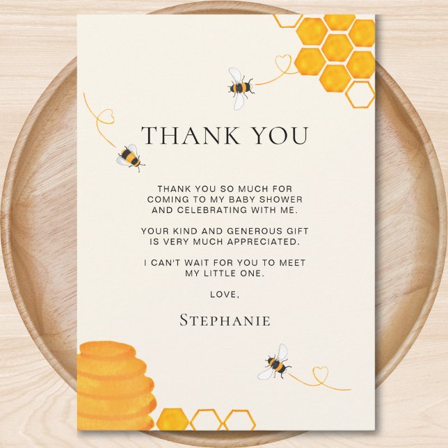 Tarjeta de agradecimiento de Baby Shower de Bee (Subido por el creador)