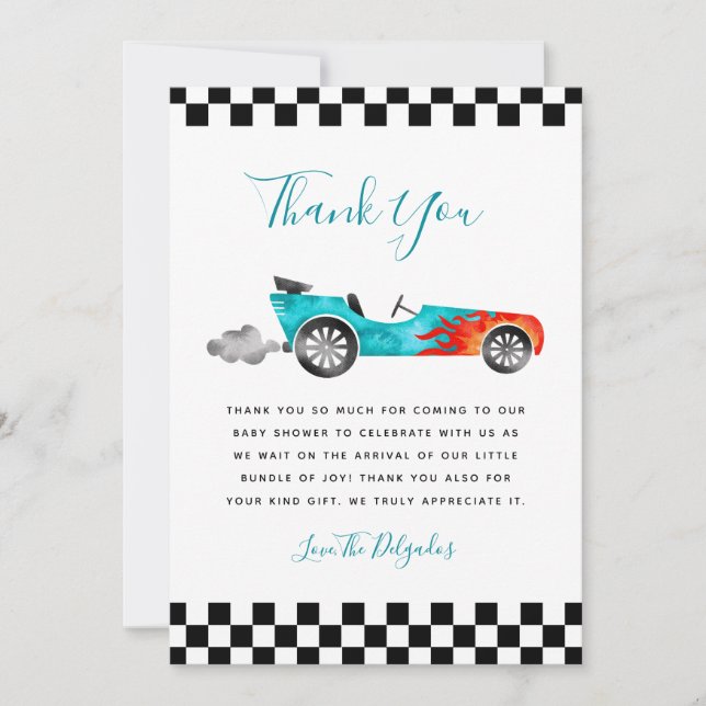 Tarjeta de agradecimiento de Baby Shower de Blue V (Anverso)