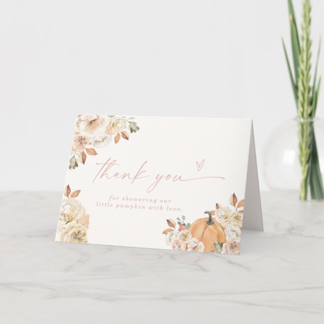 Tarjeta de agradecimiento de Baby Shower de calaba (Anverso)