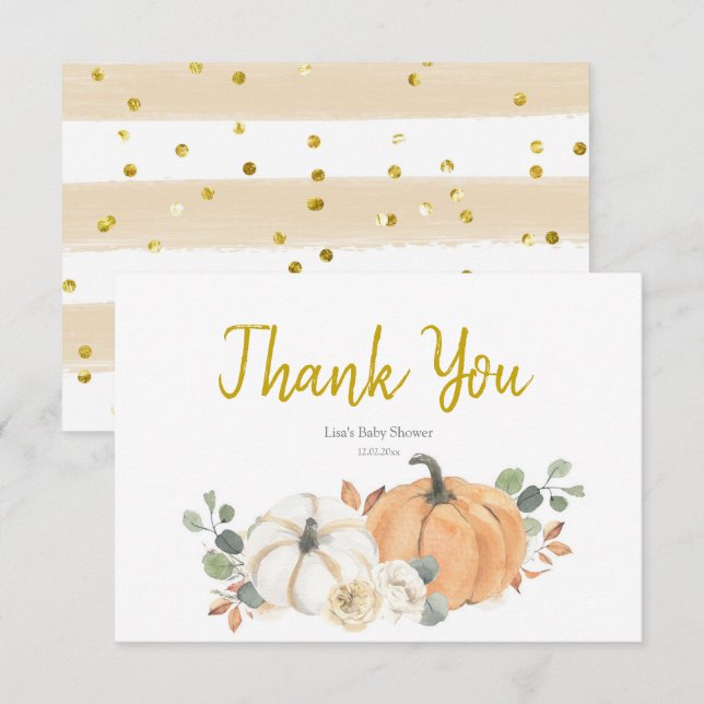 Tarjeta de agradecimiento de Baby Shower de calaba (Anverso / Reverso)