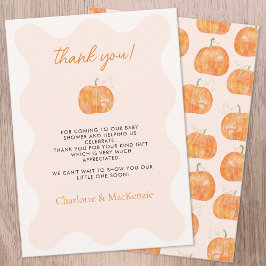 Tarjeta de agradecimiento de Baby Shower de calaba