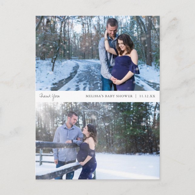 Tarjeta de agradecimiento de Baby Shower de collag (Anverso)