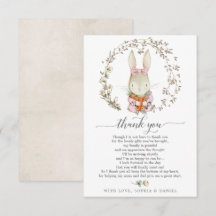 Tarjeta de agradecimiento de Baby Shower de Conejo