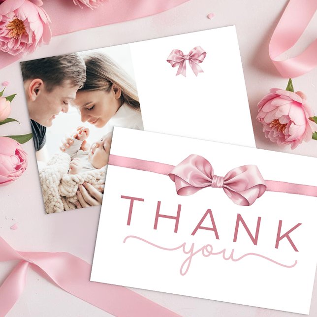 Tarjeta de agradecimiento de Baby Shower de Coquet (Thank You Photo Card - Blank space to write on)