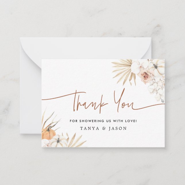 Tarjeta de agradecimiento de Baby Shower de Fall P (Anverso)