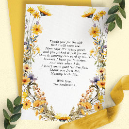 Tarjeta de agradecimiento de Baby Shower de flores