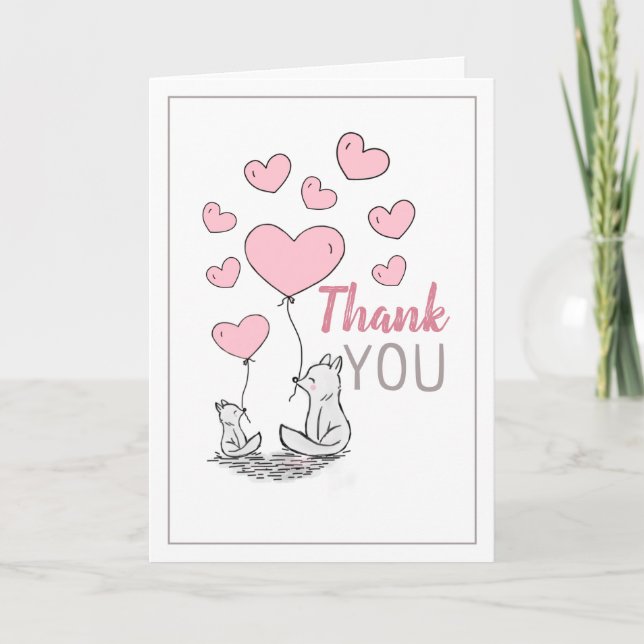 Tarjeta de agradecimiento de Baby Shower de Fox He (Anverso)