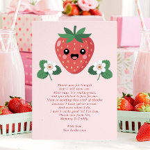 Tarjeta de agradecimiento de baby shower de fresa 