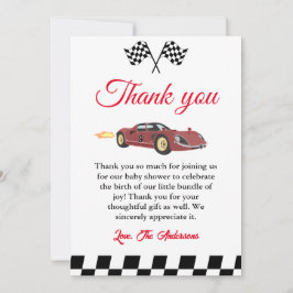 Tarjeta de agradecimiento de Baby Shower de la car