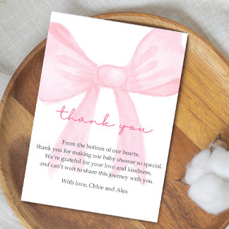 Tarjeta de agradecimiento de baby shower de lazo r