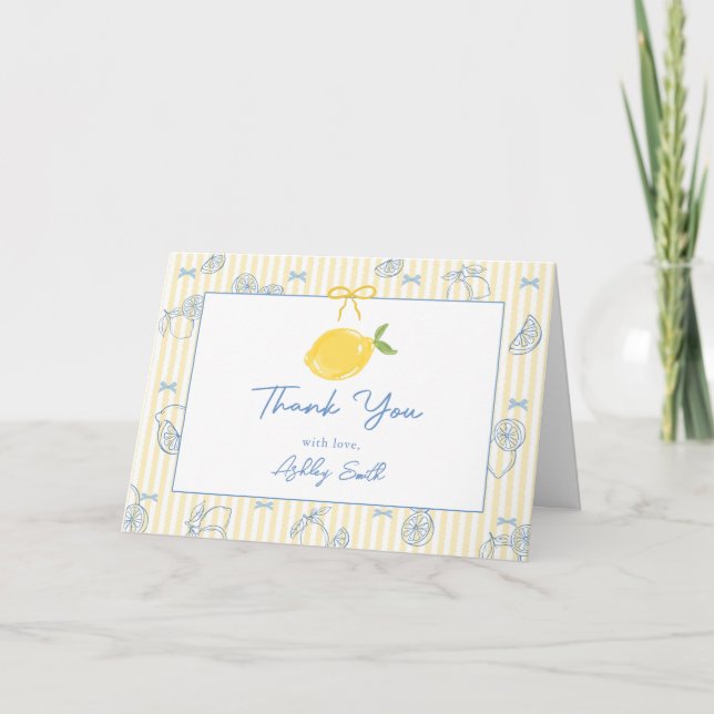 Tarjeta de agradecimiento de baby shower de limón  (Anverso)