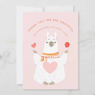 Tarjeta de agradecimiento de Baby Shower de Llama 
