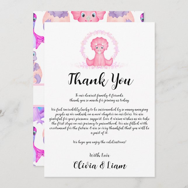 Tarjeta de agradecimiento de Baby Shower de los di (Anverso / Reverso)