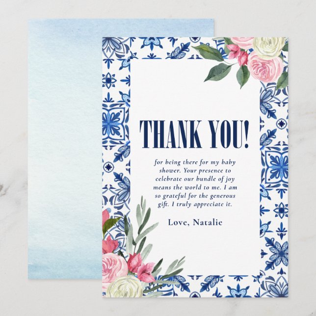 Tarjeta de agradecimiento de Baby Shower de Mamma  (Anverso / Reverso)