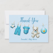 Tarjeta de agradecimiento de Baby Shower de moda