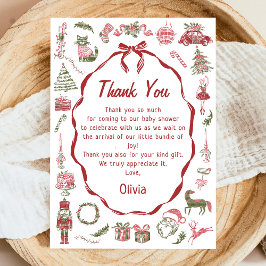 Tarjeta de agradecimiento de baby shower de Navida
