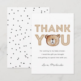 Tarjeta de agradecimiento de Baby Shower de Oso |