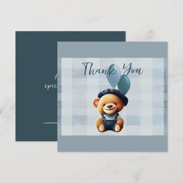 Tarjeta de agradecimiento de Baby Shower de Oso (Anverso / Reverso)