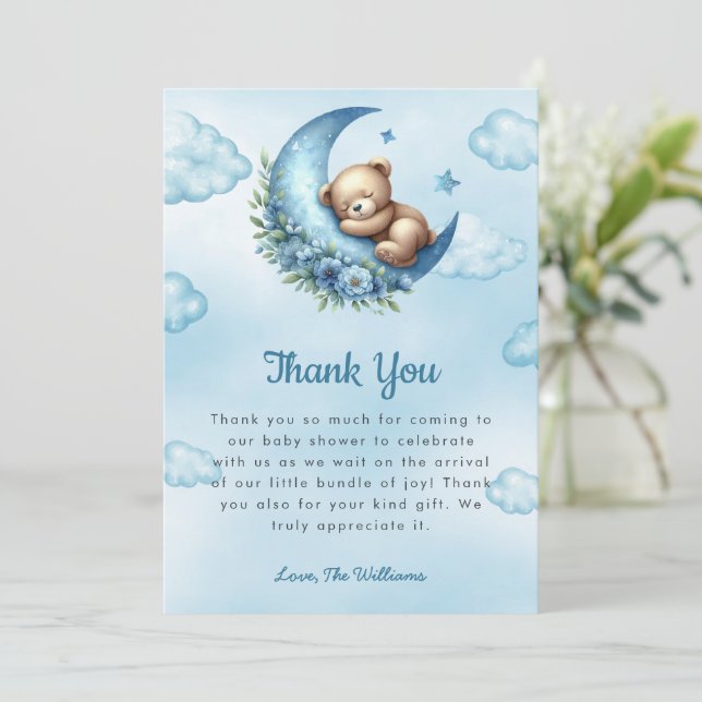 Tarjeta de agradecimiento de Baby Shower de Over t (Anverso de pie)