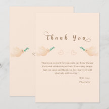 Tarjeta de agradecimiento de baby shower de paloma