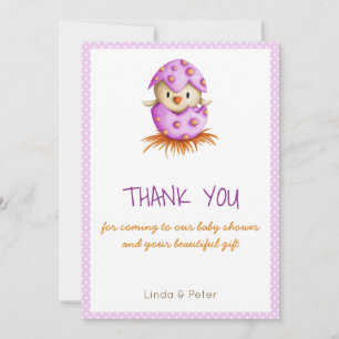 Tarjeta de agradecimiento de Baby Shower de Pink B