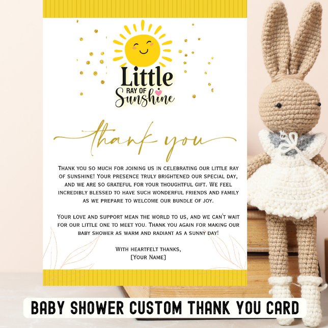 Tarjeta de agradecimiento de Baby Shower de Ray of (Subido por el creador)