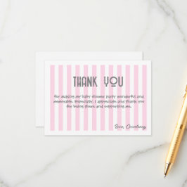 Tarjeta de agradecimiento de Baby Shower de rayas
