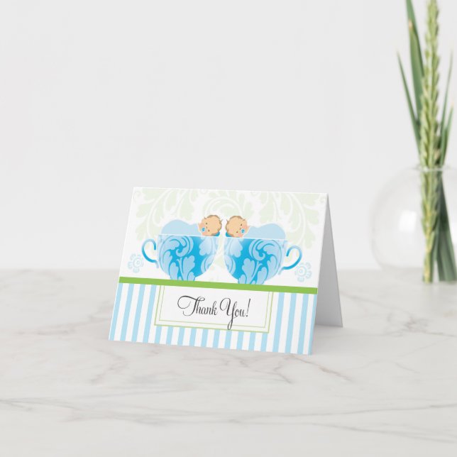 Tarjeta de agradecimiento de Baby Shower de Twins  (Anverso)