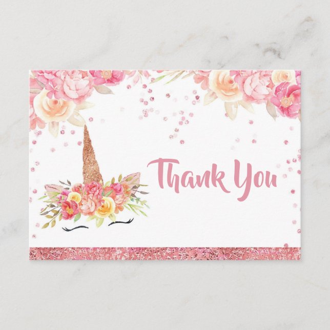 Tarjeta de agradecimiento de Baby Shower de Unicor (Anverso)