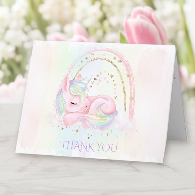 Tarjeta de agradecimiento de Baby Shower de Unicor (Unicorn Baby Shower Thank You Card )