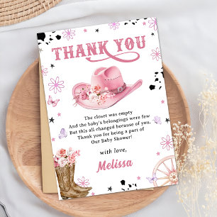 Tarjeta de agradecimiento de Baby Shower de Wester