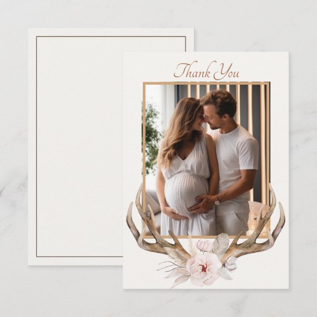Tarjeta de agradecimiento de Baby Shower de Woodla (Anverso / Reverso)