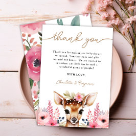 Tarjeta de agradecimiento de Baby Shower Deer Cute